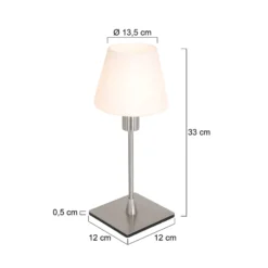 Tischleuchte Ancilla, stahl, Höhe 33 cm, Metall, Glas, E14