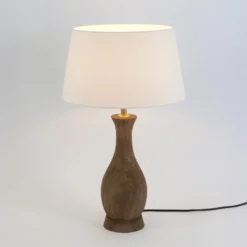 Tischleuchte ANTELAO, natur/écru, Höhe 45 cm, Mangoholz, E27