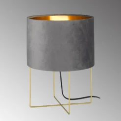 Tischleuchte Aura, Samtschirm, Höhe 32 cm, grau
