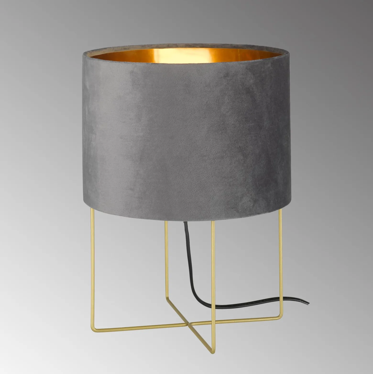 Tischleuchte Aura, Samtschirm, Höhe 32 cm, grau
