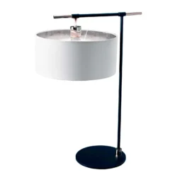 Tischleuchte Balance, schwarz/nickel, Schirm weiß