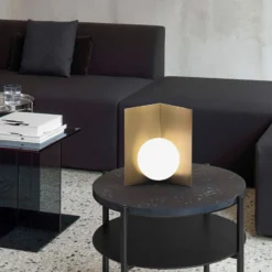 Tischleuchte Balance stehend gold satiniert