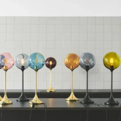 Tischleuchte Ballroom, rauchgrau, Glas, mundgeblasen, dim.
