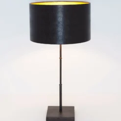 Tischleuchte Bambus, braun-schwarz gold