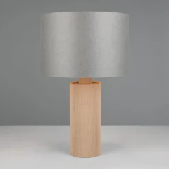 Tischleuchte Canio, Höhe 48 cm, grau/braun, Pappe, 1 x E14