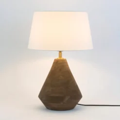 Tischleuchte CAPANNE, natur/écru, Höhe 37 cm, Mangoholz, E27