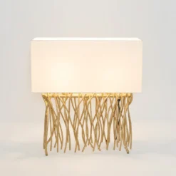 Tischleuchte CAPRI, gold/écru, Höhe 51 cm, Metall, 2 x E14