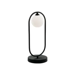 Tischleuchte Fancy mit Glasschirm, schwarz