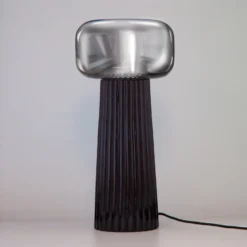 Tischleuchte Faro, Glas, Kunststoff, E27-Fassung, schwarz