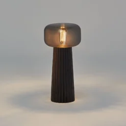 Tischleuchte Faro, Glas, Kunststoff, E27-Fassung, schwarz