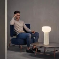 Tischleuchte Faro, Glas, Kunststoff, E27-Fassung, weiß