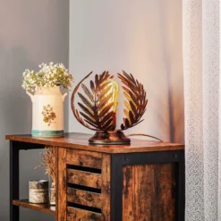 Tischleuchte Felce als Farn in Bronze, Höhe 24 cm
