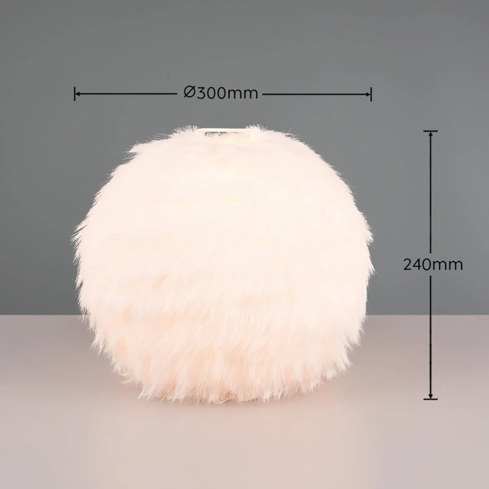 Tischleuchte Furry, Höhe 24 cm, sandfarben, Synthetik-Plüsch