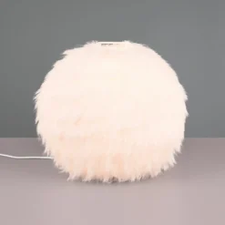 Tischleuchte Furry, Höhe 24 cm, sandfarben, Synthetik-Plüsch