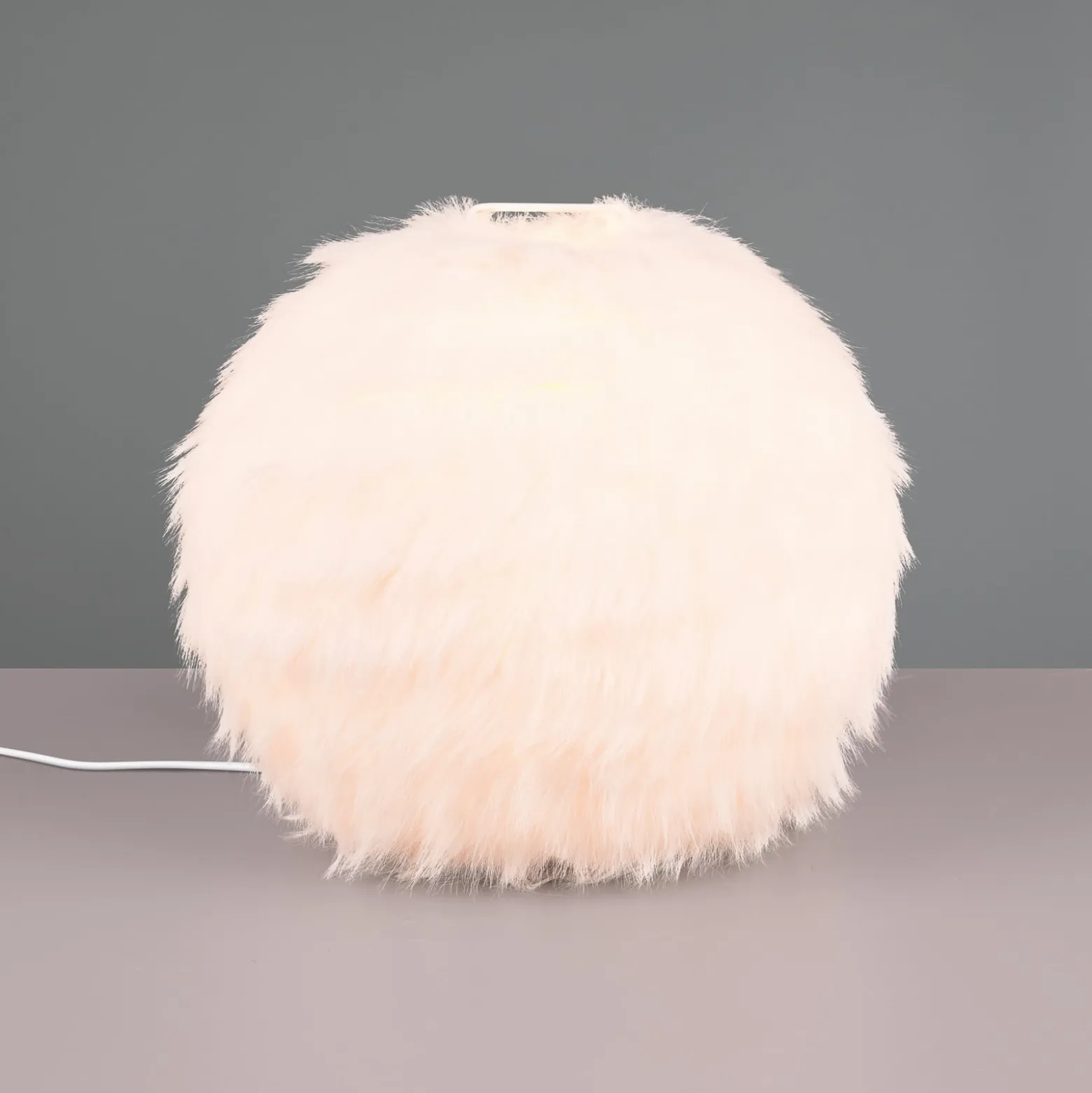 Tischleuchte Furry, Höhe 24 cm, sandfarben, Synthetik-Plüsch