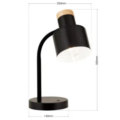 Tischleuchte Gili, schwarz matt, Stahl, Höhe 35 cm, E27