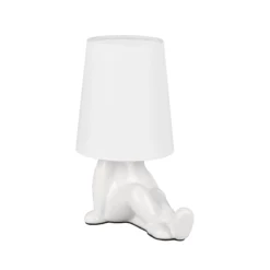 Tischleuchte Huma, weiß, Höhe 25 cm, Textil/Keramik, E14
