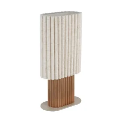 Tischleuchte Jannie, natur/braun/sand, Leinen, 45 cm, E27