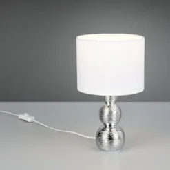 Tischleuchte Lova, weiß/silber, Höhe 29 cm, Glas/Keramik E27