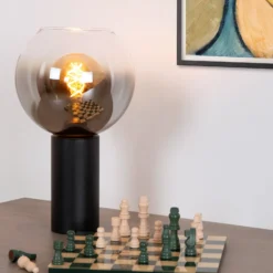 Tischleuchte Marius mit Glasschirm, schwarz