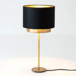 Tischleuchte Mattia, Chintz schwarz/gold