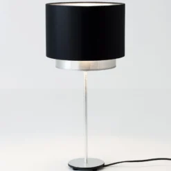 Tischleuchte Mattia, Chintz schwarz/silber