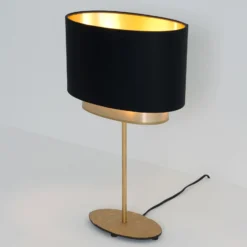 Tischleuchte Mattia, oval, doppelt, schwarz/gold