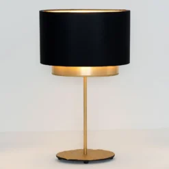 Tischleuchte Mattia, oval, doppelt, schwarz/gold