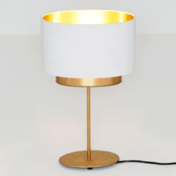 Tischleuchte Mattia, oval, doppelt, weiß/gold
