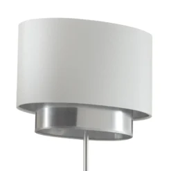 Tischleuchte Mattia, oval, doppelt, weiß/silber
