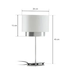 Tischleuchte Mattia, oval, doppelt, weiß/silber