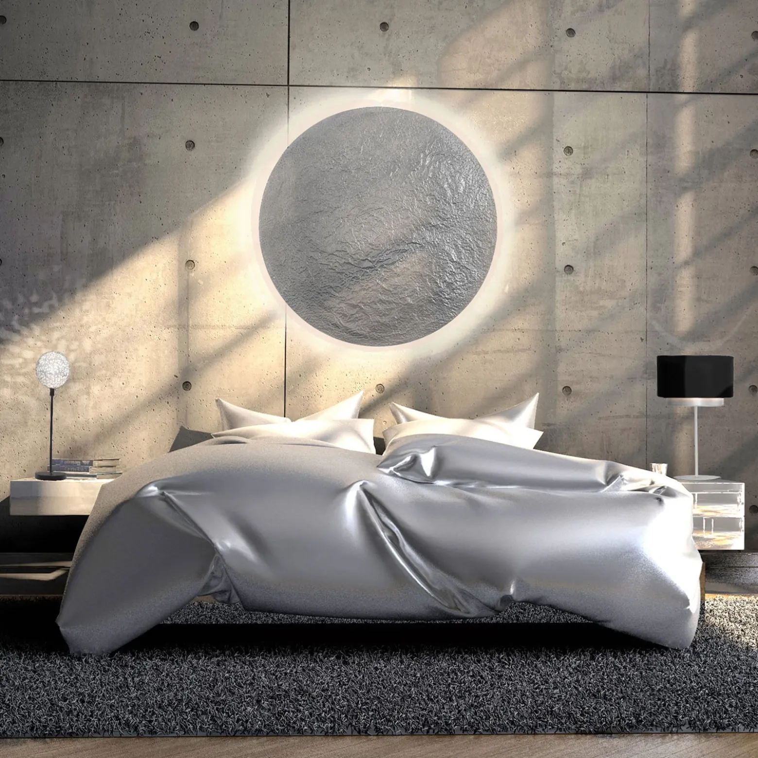 Tischleuchte Mattia, oval, doppelt, weiß/silber