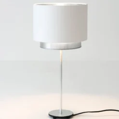 Tischleuchte Mattia, Perla silk weiß/silber