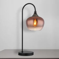 Tischleuchte Maxy, kupfer/schwarz, Glas, 54 cm hoch, E27