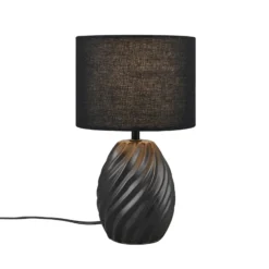 Tischleuchte Melva, schwarz matt, Ø 18 cm, Keramik, E14