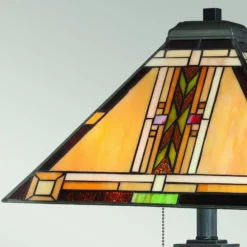 Tischleuchte Navajo, Tiffany-Stil, Stahl, Glas, mehrfarbig
