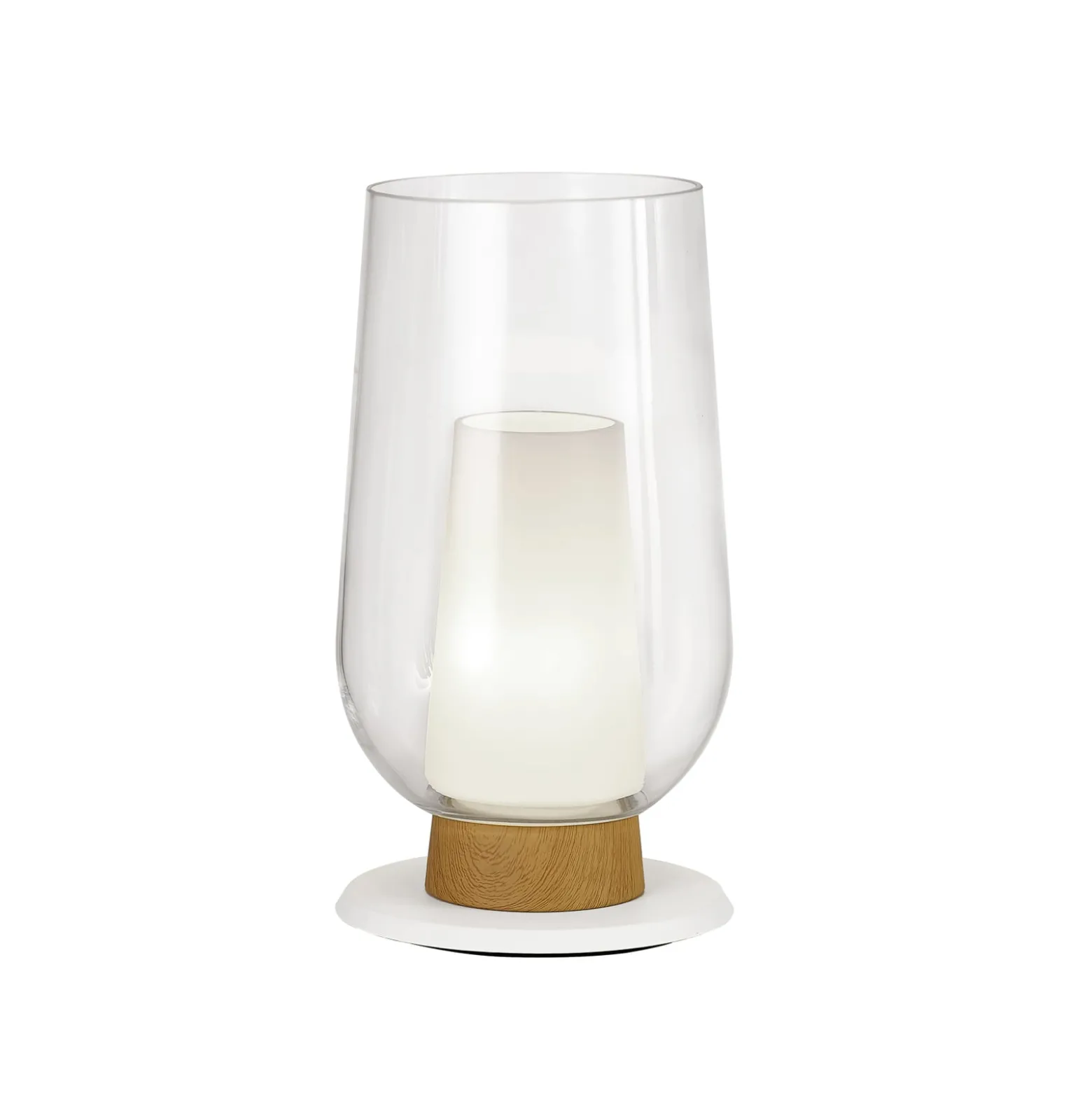 Tischleuchte Nora, weiß-transparent, Höhe 33cm, Glas, Metall
