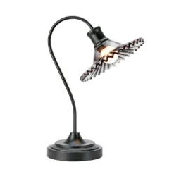 Tischleuchte Nova, schwarz, Rauchglas, Höhe 41,5 cm, E27