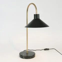 Tischleuchte Oktavia, schwarz/goldfarben, Höhe 58 cm, Marmor