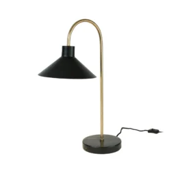 Tischleuchte Oktavia, schwarz/goldfarben, Höhe 58 cm, Marmor