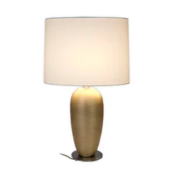 Tischleuchte OMEGA OVAL, gold/weiß, Höhe 65 cm, Keramik E27