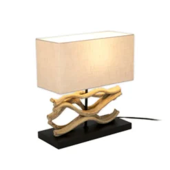 Tischleuchte Panarea, holzfarben/beige, Höhe 42 cm, Holz