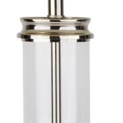 Tischleuchte Pedestal, silber mit Schirm in Creme