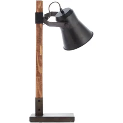 Tischleuchte Plow, schwarz/holz dunkel
