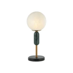 Tischleuchte Polly mit Glasschirm, Marmor-Element