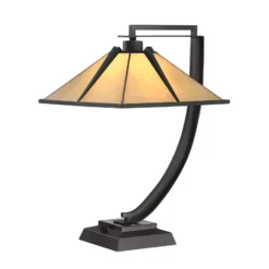 Tischleuchte Pomeroy, Höhe 55 cm, bronze, Glas, Stahl