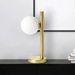 Tischleuchte Pomi, 1-flammig, goldfarben, Glas, Höhe 28 cm