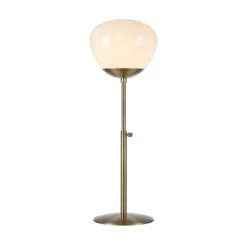 Tischleuchte Rise, Höhe 75 cm, messing antik, Eisen, Glas