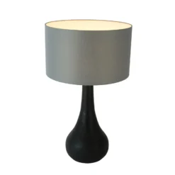 Tischleuchte RODOLFO, schwarz/grau, Höhe 63 cm, Holz/Chintz