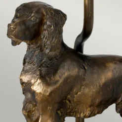 Tischleuchte Rufus, bronze-patina/creme, Leinen, Resin